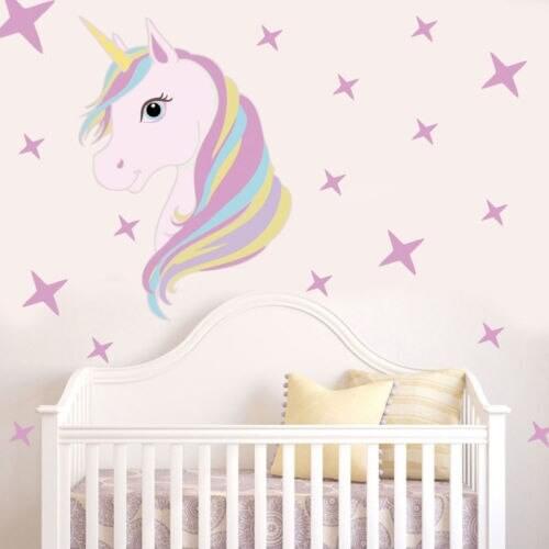 Hot Sale Cute Unicorn Bling Stars Removable Wall Stickers Decal Art Stickers Vinyl Home Room Decors