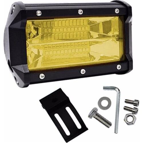 Car Searchlight Single-row Bar Light 72w Floodlight Yellow Work Light Off-road Vehicle Inspection Light