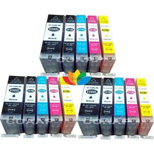 15 XL Cartridges compatible with Canon Pixma MG5400 MG5650 IP7200 IX6850 MG7550 PGI-550 CLI-551
