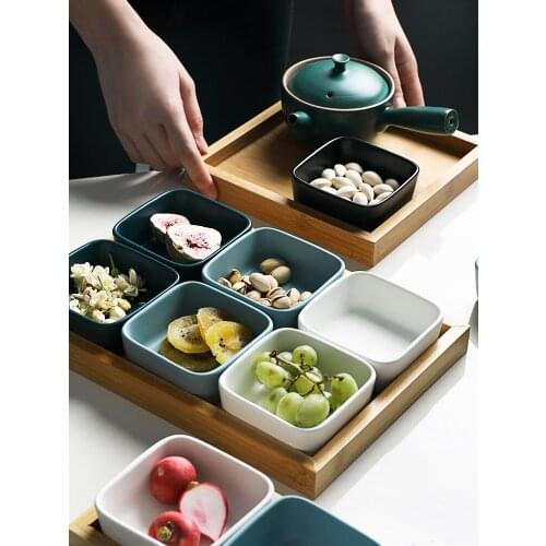 Ceramic Seperated Snack Dish Household Nuts Dried Fruit Tray Living Room Fruit Snack xiao chi pan