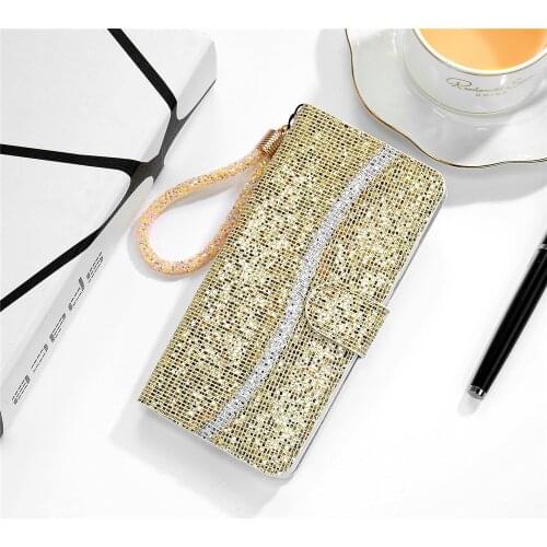 For Huawei P30 Pro P40 Lite E Glitter Bling Flip Leather Case For Honor 9C 9X 10 8S 8A Prime P Smart Z 2019 20 Lite 20S Case