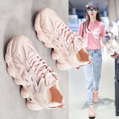 Sneakers For Women Fashion Platform Mesh Vulcanized Shoes Spring Autumn Breathable Lace-Up Female Casual Shoes Tenis Feminino