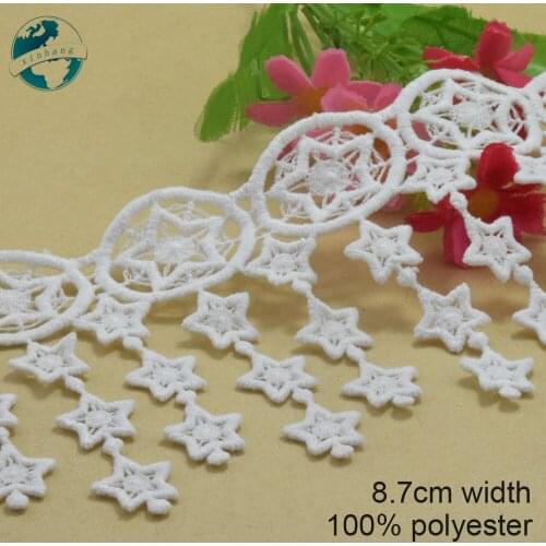 10yards 8.7cm white polyester embroidery lace french lace ribbon fabric guipure diy trims warp knitting sewing Accessories#3749