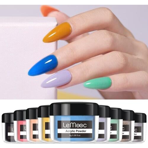 LEMOOC Acrylic Powder 8g Nail Carving Crystal Glitter Dust Polys Extention Nail Polish Gel 3D Nail Art Decorations