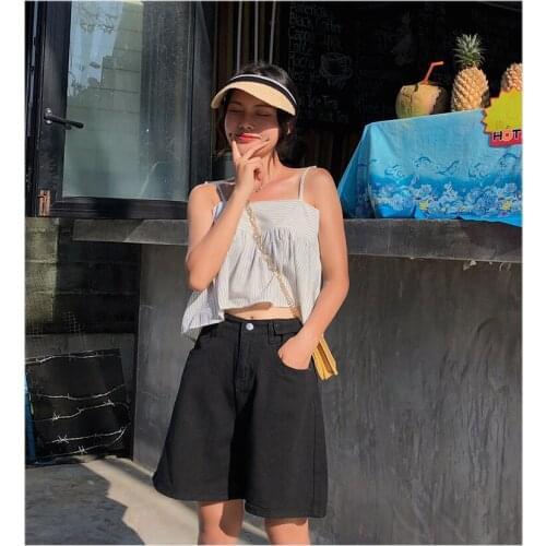 Summer 2021 Womens High Waist Wide Leg Shorts Denim Casual Womens Loose Fit Shorts