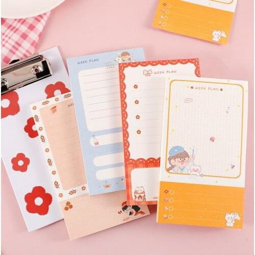 Mini Cute Cartoon Splint Pad Pocket Notepad Diary Organizer Week Plann Schedule Marker Memorandum Labels for School Office Decor