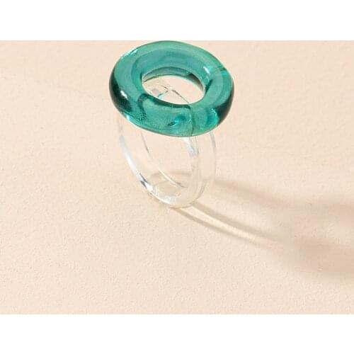 Fashion Candy Acrylic Round Flower Rhinestone Ring For Women Big Transparent Finger Ring Girls Vintage Female Party Jewelry Gift