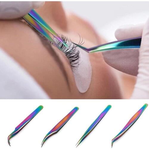 Eyelashes Tweezers Steel Professional For Lashes Extension Gold Decor Anti-static Eyebrow Tweezers Eyelash Extension