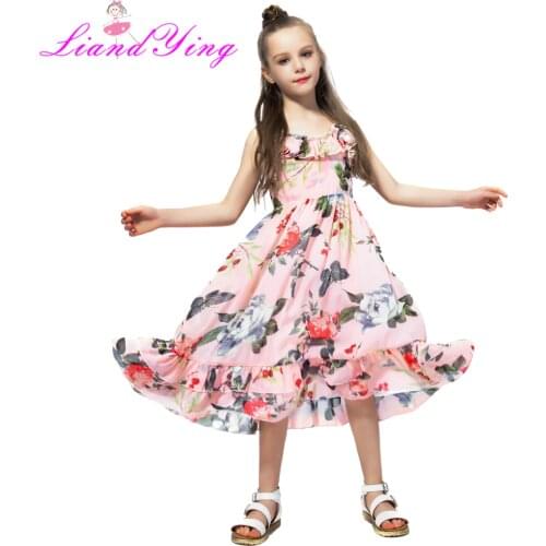 Girls Dresses 2020 New Summer Fashion Princess Clothing Falbala Chiffon Sleeveless Cute Girls Dresses For 2-12 Year