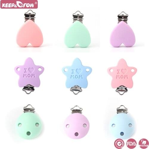 Keep&Grow 3pcs Silicone Teether Pacifier Clip BPA Free Mickey Heart Shaped Baby Teething Accessories Products Oral Care Toys