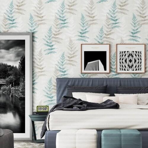 Modern Wallpaper For Walls Roll Nordic Leaves Bedroom Living Room Entrance TV Background Wall Non-woven Pure Paper Wallpaper 3D