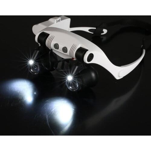Led Light Lamp Double Glasses Loupe Lens Glasses Magnifier Watchmaker Jewelry 10X 15X 20X 25X