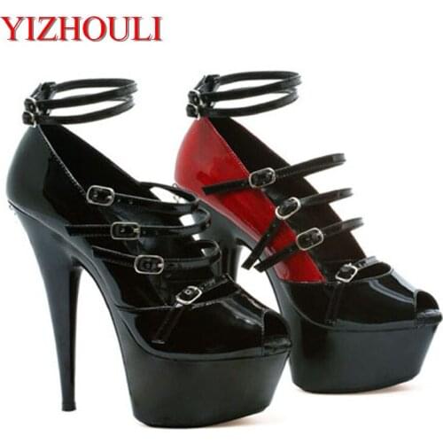 15cm ultra high heels fine with waterproof paint single shoe heels Color matching diamond club Pumps