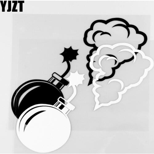 YJZT 14.0×15.7CM Fun Car Stickers Cartoon Smoke Bomb Pattern Vinyl Personalized Decoration Black / Silver 20C-0134