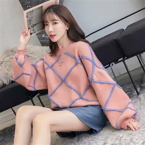 Sleeve Head Sweater Woman 2019 Thickening Loose Student Within Build Rendering Knitting Unlined Upper Garment Lazy Other Clothes