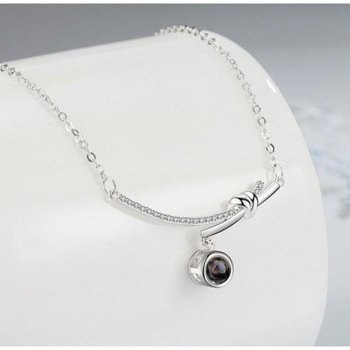 KOFSAC 2021 Women Necklaces 925 Sterling Silver Jewelry Romantic Projection I Love You Crystal Necklace Lady Engagement Gifts