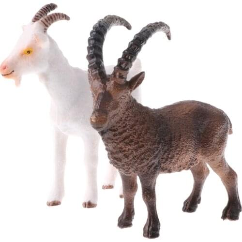 2 Pieces Simulation Farm Zoo Poultry Animal Model Figure Toys Figurine Home Decor Goat Gift