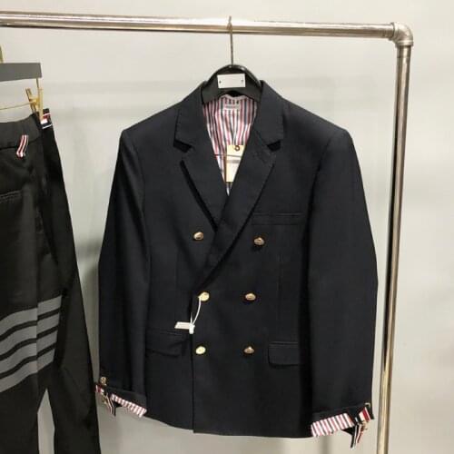 2021 Fashion Brand Formal Blazer Men British Casual Suit Mens Jacket Spring And Autumn Double Breasted Thin Wool Coat
