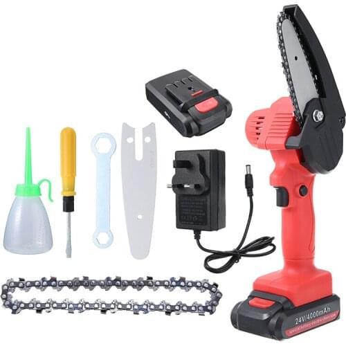 220V Mini Cordless Electric Chainsaw Handheld Electric Pruning Saw With Battery UK Charger Wood Cutter Garden Logging Power Tool