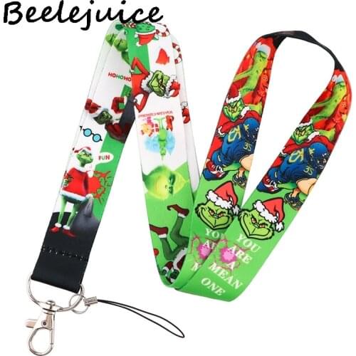 24pcs Father Christmas Clown Lanyard for Keys Phone Cool Neck Strap Lanyard for Camera Whistle ID Badge Cute webbings ribbons