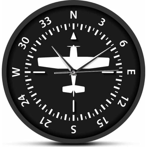 Aviation Aircraft Compass Turns Pilots Wall Clock Flight Instrument Home Décor Airplane Themed Clock Silemt Movement Wall Watch