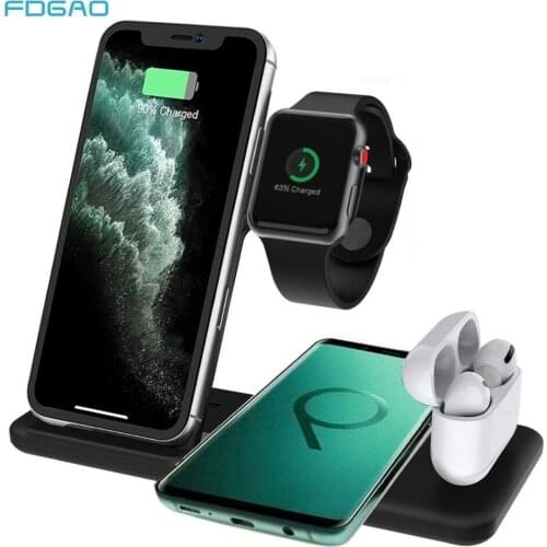 4 in 1 Qi Wireless Charger Dock Station For iPhone 12 11 XS XR X 8 15W Fast Charging Stand For Apple Watch 6 5 4 3 2 Airpods Pro