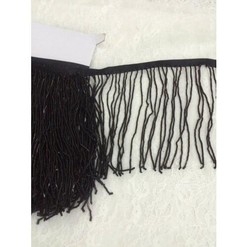 Black beading Ribbon Tassel Lace Trim for wedding bridal gown dress/Clothing Decoration