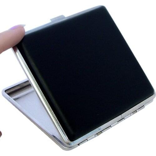 Black Leather Cigarette Case Metal (Full Pack 20s) Clamshell Anti-Pressure Clip