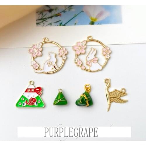 Dragon Boat Festival Jewelry Material DIY Sakura Cat Antique Crane Jewelry Accessories Three-dimensional Zongzi Pendant