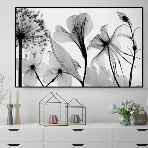 Elegant Poetry Modern Transparent Flower Pink Canvas Painting Art Prints Posters Picture Home Wall Decoration Simple Wall Décor