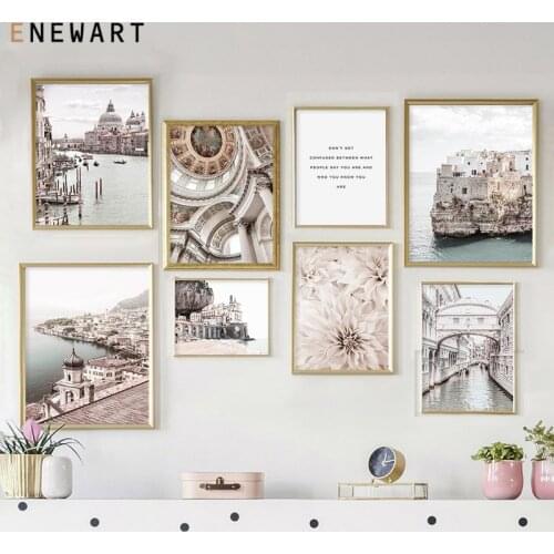 Italy Venice Atrani Beach Building Landscape Wall Art Vintage Photography Canvas Painting Nordic Decoration Print Poster Picture