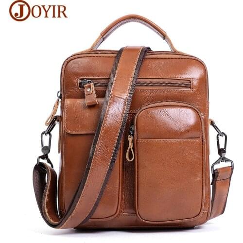 JOYIR Mens Shoulder Bags Vintage Genuine Leather Mens Bags Casual Phone Messenger Bag Male High Capacity Crossbody Bag
