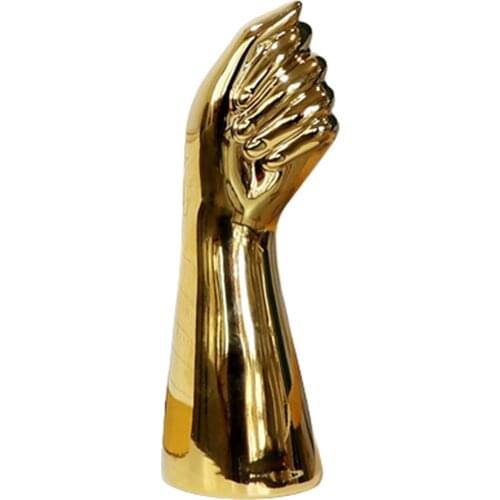 Ceramics Vase Nordic Style Golden Hand Vase Flowers Modern Home Office Decor Of Creative Floral Composition Living Room Ornament