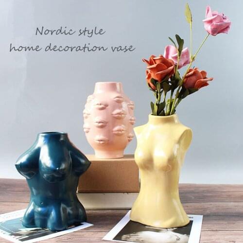 Ceramics Body Art Design Flower Vase Female Sculpture Vases Creative Hobby Vase Planting Machine Home decoration Accessories