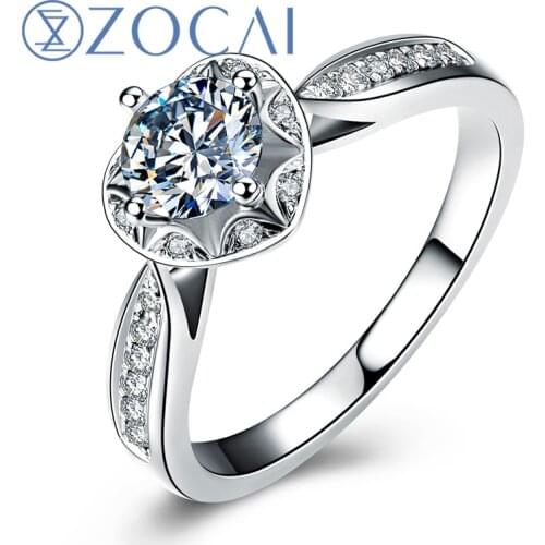 ZOCAI REAL 18K WHITE GOLD GENUINE 0.28 CT CERTIFIED DIAMOND F-G/SI DIAMOND ENGAGEMENT RAMANTIC HEART SHAPE RING W05264