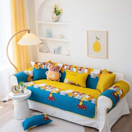 Cartoon Geometric Colorful Sofa Cover Four Seasons Universal Non-Slip Skin-Friendly Fashion Corner Sofa Towel For Living Room
