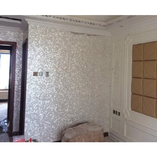 Background wall tile self-adhesive natural shell mosaic ultra white seamless close fitting living room porch background wall til