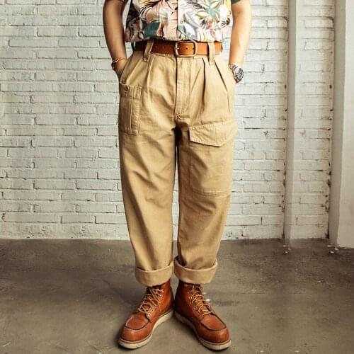 NC-0002 Us Military Style Cargo Pants Mens 10 Oz Cotton Vintage OG107 Loose Casual Trousers