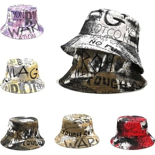 New Fashion Personality Tie-dye Graffiti Bucket Hat Summer Casual Sun Hats Big Brim Foldable Beach Sun Protection Fisherman Hats