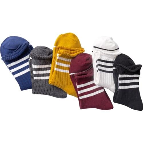 6 Pairs / Bag Autumn And Winter New Solid Color College Wind Curling Loose Mouth Tube Socks Cotton Women Socks