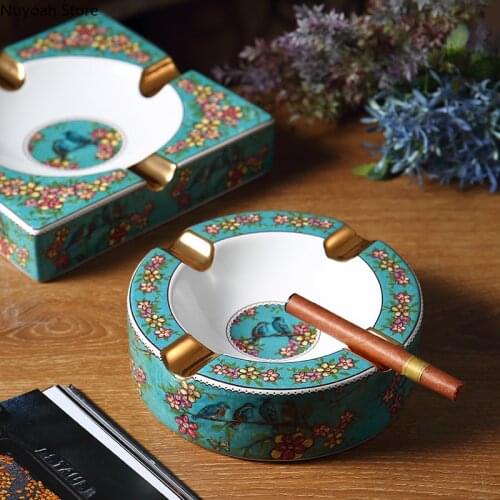 European Style Cigar Ashtray Ceramic Creative Modern Light Luxury High-end Decorative Accessories Ash Storage Box Ashtray