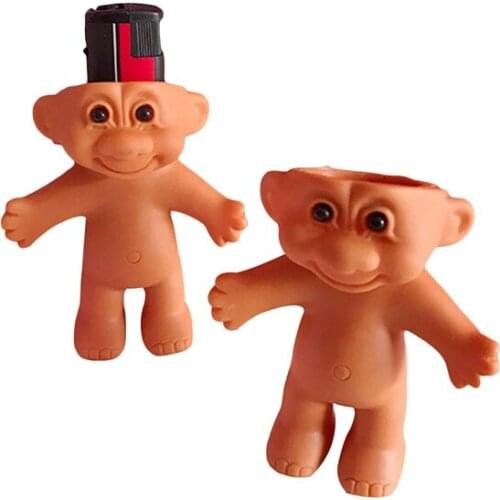 Plastic Cartoon Cute Troll Doll Lighter Lighter Rack Toy Lighter Jacket Funny Gift Men And Women Lighter Shell Sets