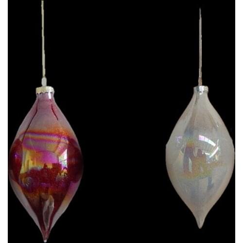 12pcs/pack 7*13cm Pearl Lustre Series Cone Shaped Hanging Glass Pendant Home Decoration Christmas Day Tree Hanger Handmade