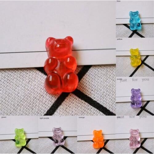 Resin Sugar Dollhouse QQ Gummy Candy Plastic Candy Figurines Miniatures Flatback 20pcs Stationery Box Cute Bear Design