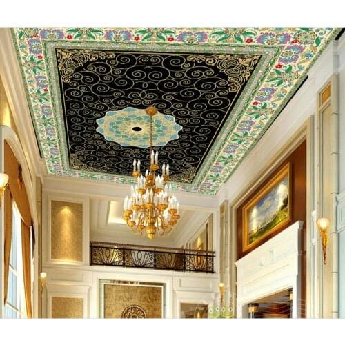 Custom 3d ceiling photo wall murals Colorful ethnic flowers 3d ceiling murals wallpaper living room luxury ceiling wallpaper