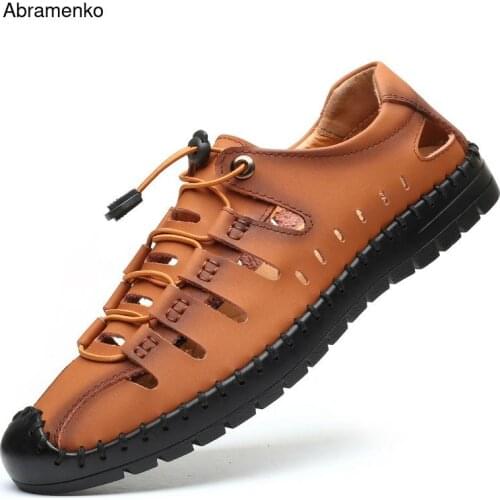 Genuine Leather Men Shoes Summer New Large Size Mens Sandals Men Sandals Fashion Sandals Slippers Big Size 38-44
