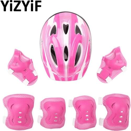 7Pcs Protective Gear Kids Adjustable Helmet with Knee Wrist Guard Elbow Pad Set for Scooter Skateboard Roller Skating Cycling