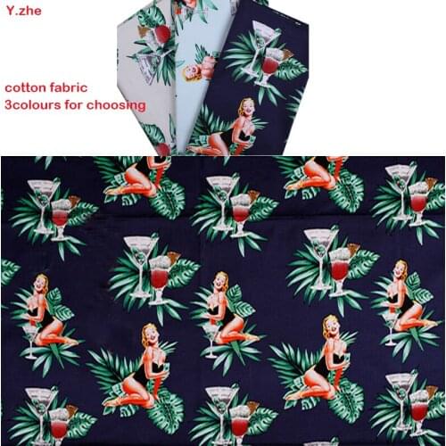 Wide 135cm Retro Charming Girl Printed fabric 100% Cotton Fabric quilting Home Cloth Patchwork Sewing Material DIY Summer Dress