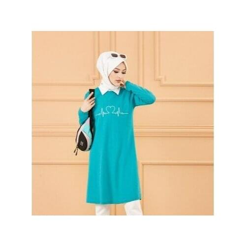 Printed Tunic-Mint-special design spacious full size blue 2021 the most preferred special design casual womens islami sets