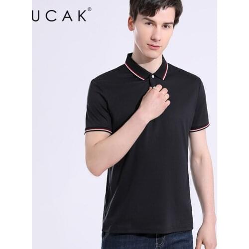 UCAK Brand Classic Turn-down Collar Short Sleeve Pure Cotton T Shirt Summer New Streetwear Solid Color TShirt Men Homme U5643